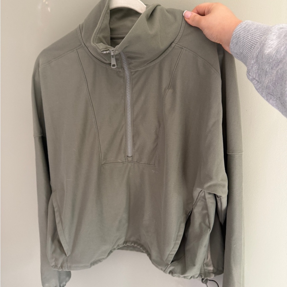 Abercrombie & Fitch Olive Green Half-Zip Sweatshirt